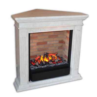 Elektrokamin Premium P 8-CA de Luxe, Eckmodell, Fossil-weiß: