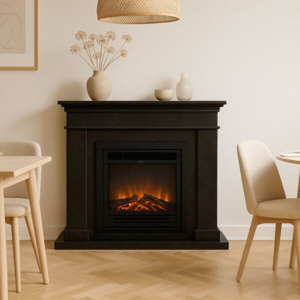 Elektrokamin-KOS-Fossilstein-Marmor-schwarz-Optiflame-Garvens