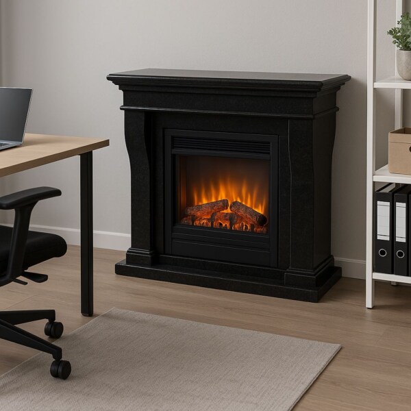 Elektrokamin-Kreta-Mini-Fossilstein-schwarz-Optiflame-Garvens