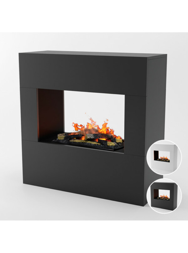 Optimyst-Inside-Elektrokamin Glow Fire Goethe schwarz | Raumteiler | Gebrüder Garvens Elektrokamine