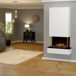 Elektrokamin Glow Fire Hölderlin hoch weiß | moderner Elektrokamin