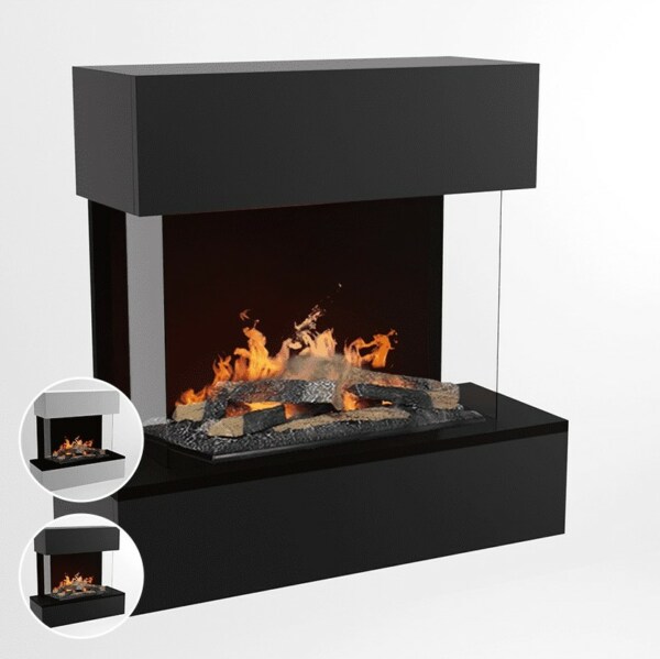 Elektrokamin Glow Fire Hölderlin Sims schwarz / Optimyst-Inside | Gebrüder Garvens Elektrokamine