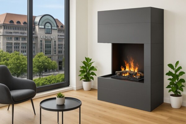 Glow Fire Elektrokamin Tucholsky grau links offen Optimyst Garvens