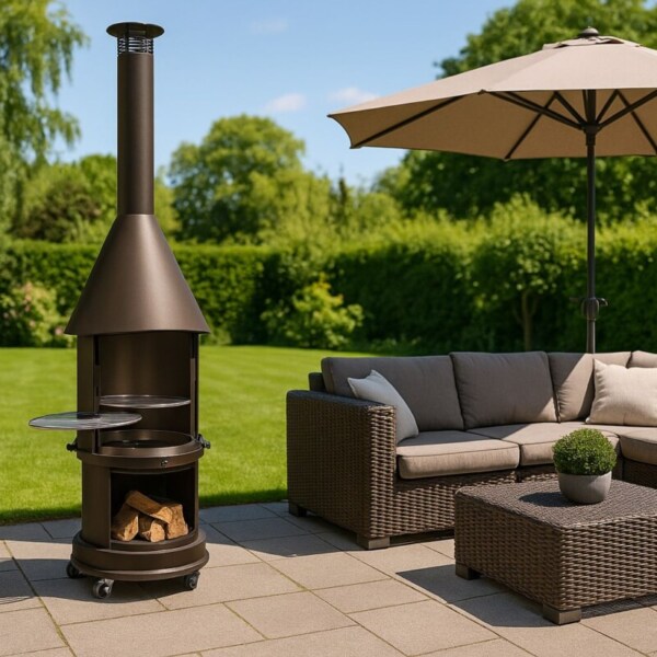 Firestar-DN-700-Swing-braun-Metallic-Outdoor-Grillkamin-Garvens